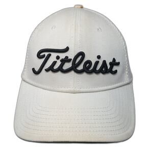 Fitleist Fitted Baseball Cap White M Breathable Embroidered Vented Holes 6 Panel